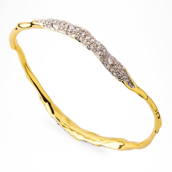 Alexis Bittar Solanales Gold Crystal Skinny Bangle Bracelet - Picture 7 of 8